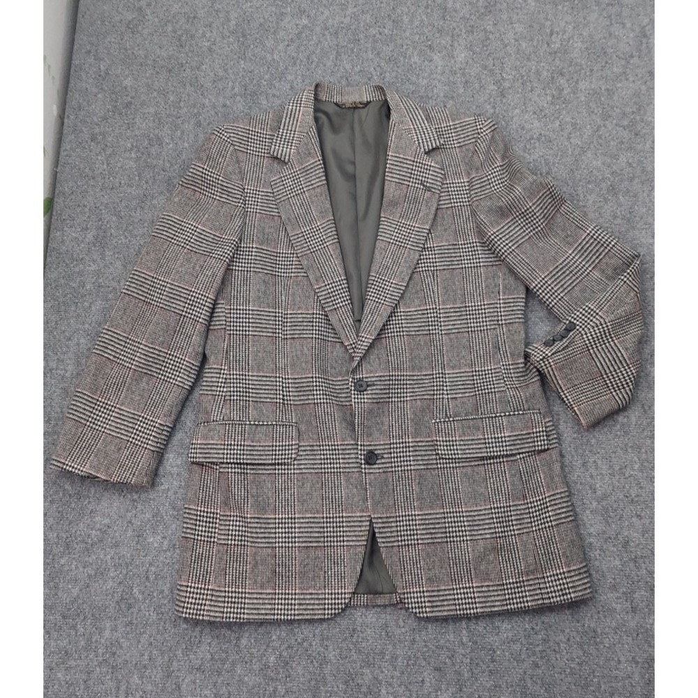 DiBenedetto Camel Hair Blazer Mens 40 Regular Gray Glen Plaid Sportcoat - Picture 3 of 16